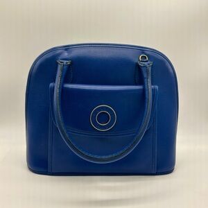CELINE Authentic Vintage Blue All Leather Top Handle Bag